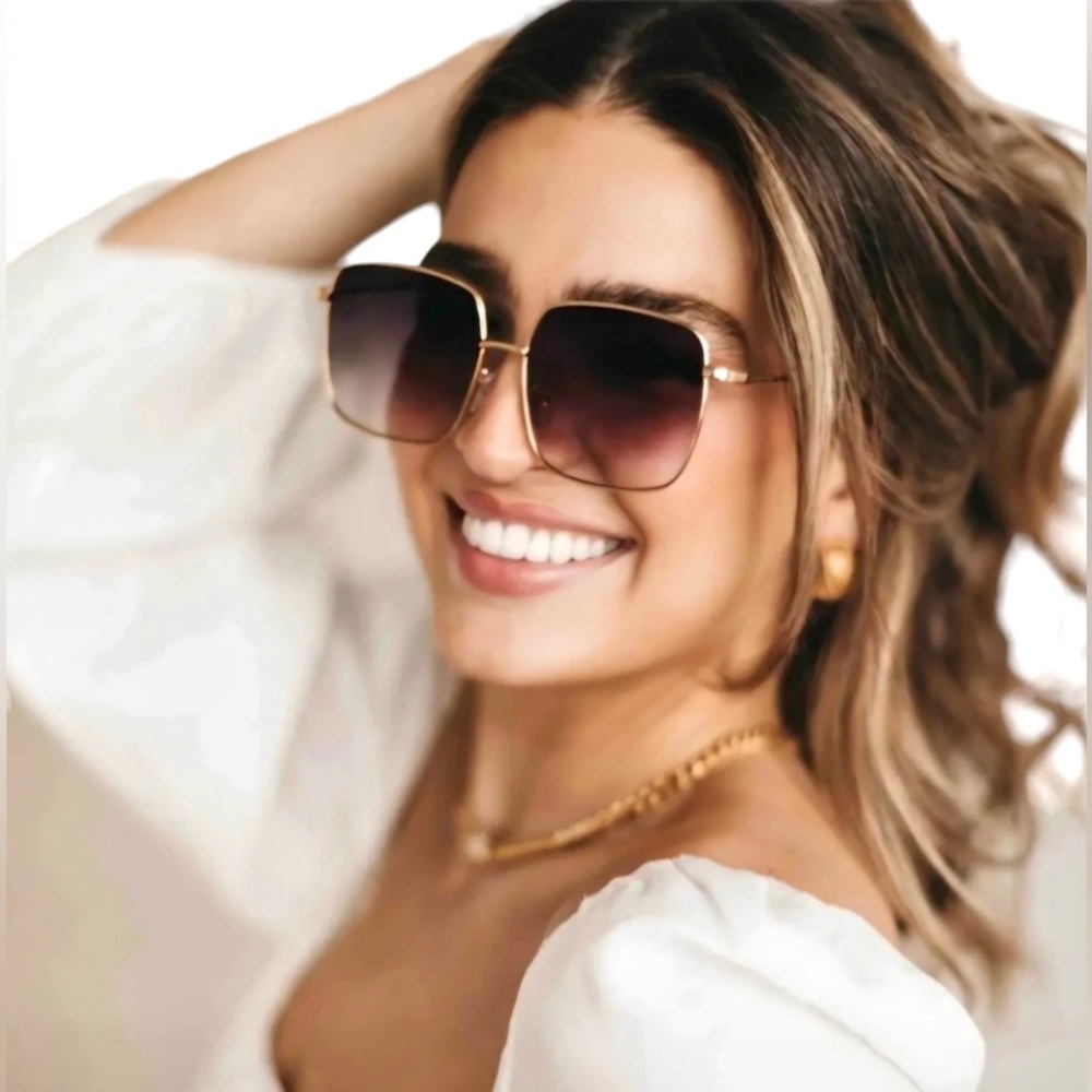 Ray-Ban Womens Sunglasses Rose Lens RB1971 Square Metal Frame 9151/AA  54-19-145 - Picture 7 of 16